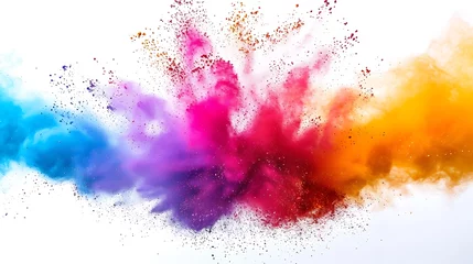 Foto op Plexiglas Colorful Holi powder on white background © Irfan Hameed