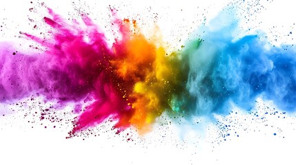 Colorful Holi powder on white background