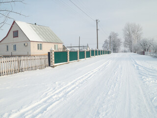 Russian village in winter. - 744831155