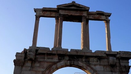 Olympieion Historic ruins Arch of Hadrian Hadrians Gate Athens Greece.