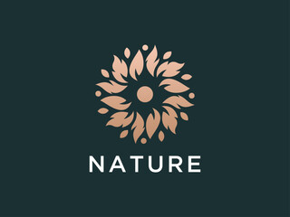 Beautiful flower luxury logo design template	