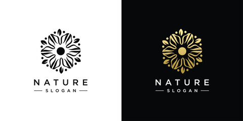Nature flower logo vector premium .Feminine luxury flower logo design template.