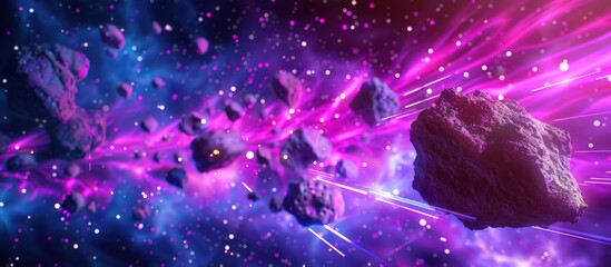Fantasy Space asteroid field of world in a block and cube shape background. AI generated image