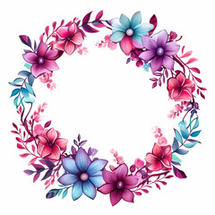 Decorate your designs with a watercolour wildflower flower wreath isolated on a white background, adding a touch of spring in an arrangement suitable for background, texture, wrapper, frame, or border