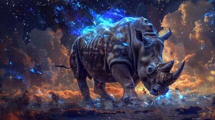 rhinoceros fantasy galaxy art