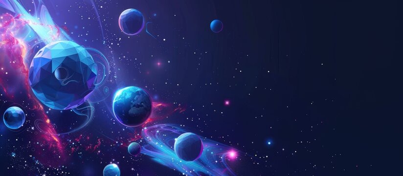 Abstract colorful science future space landscape background. AI generated image