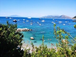 view of the sea from the coast of capri island, italy