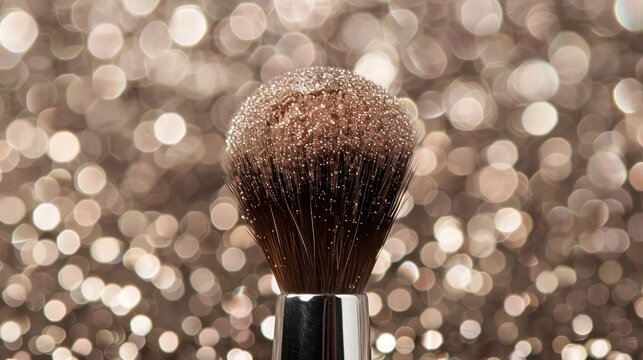 Professional makeup brush, makeup brush advertisement, sparkly background