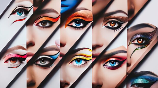 Artistic various eye liner styles, eye liner advertisement