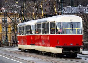 Vieux tram à Prague