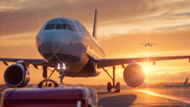 Jet plane at sunset	