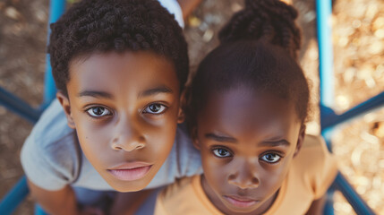 Portrait of young Black children at playground