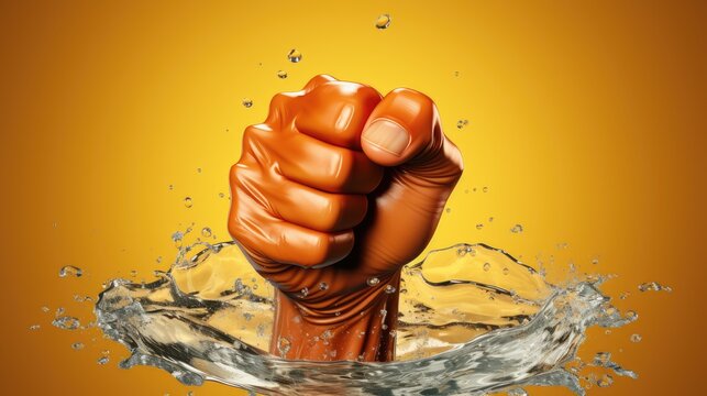 Fist up sign, gesture symbol. The fist is a symbol of strength, power, and revolution. Sign language.