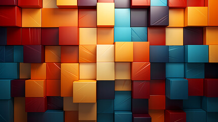 Simple cube square shape, geometric block wall
