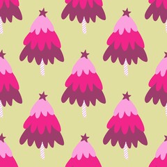 Christmas tree seamless pattern for wrapping paper and fabrics and kids clothes print and new year party textiles