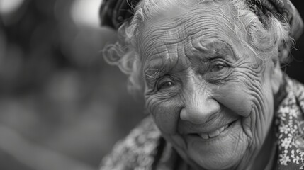 An elderly women smiling