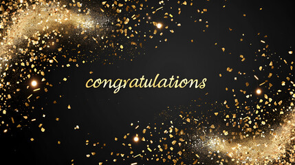 congratulations text with golden glitters 