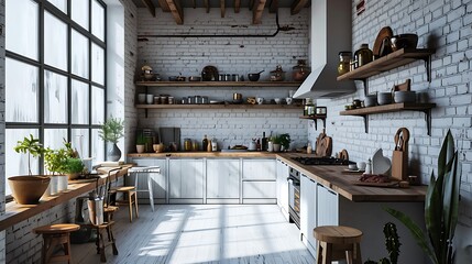 Obraz na płótnie Canvas minimal aesthetic modern kitchen interior design 3d rendered