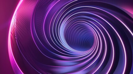 Fototapeta premium Graphic design art of abstract illusion of spiral with geometric shapes of pink and violet neon lines