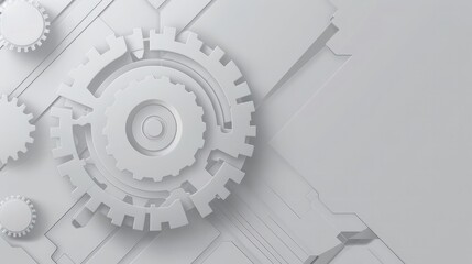 Grey geometric technology background with gear shape