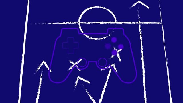 Animation of gamepad over match plan on blue background