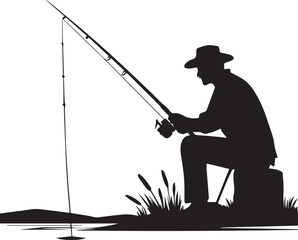 Man Fishing Silhouettes EPS Man Fishing Vector Man Fishing Clipart	
