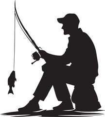 Man Fishing Silhouettes EPS Man Fishing Vector Man Fishing Clipart	
