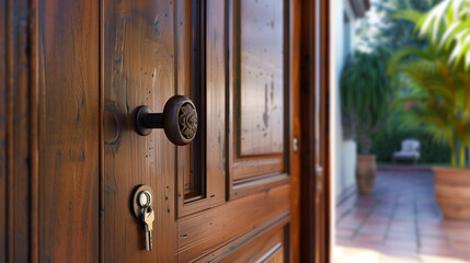 House Entrance Close-Up: Key in Lock