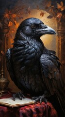 A majestic black crow with a letter
