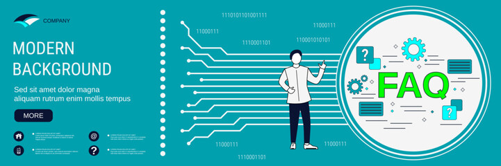 Digital technology banner vector design template. FAQ, user guide concept