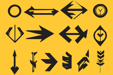 Arrow set vector icons. Isolated arrow symbols. Arrow black icon. Vector illustration.