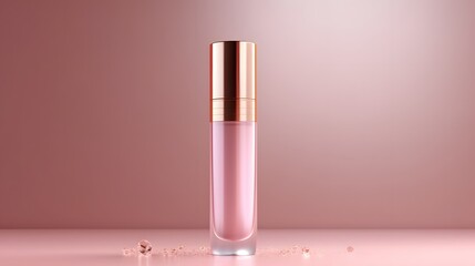 Glass luxury cosmetic cream tube mockup template. Skin care product on a light pink background.  Natural, organic concept.