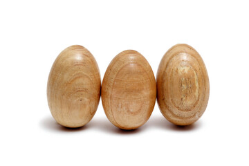 wooden eggs on cutout background