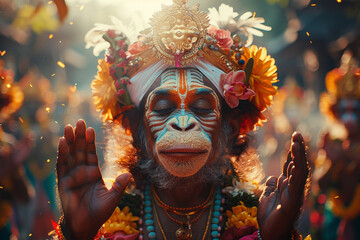 Hanuman Jayanti Hindu festival celebrating birth of deity, one of protagonists of the Ramayana, religion believe india hinduism god buddhism. - obrazy, fototapety, plakaty