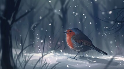 birds in the snow, generative ai
