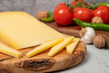 Kars old kashar. Kars old kashar on a cutting board. Local name kars eski kasari. Close up