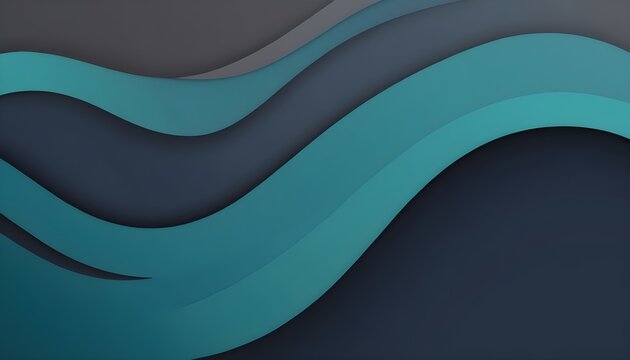 colorful horizontal banner. modern waves background design with teal blue, very dark blue and slate gray color