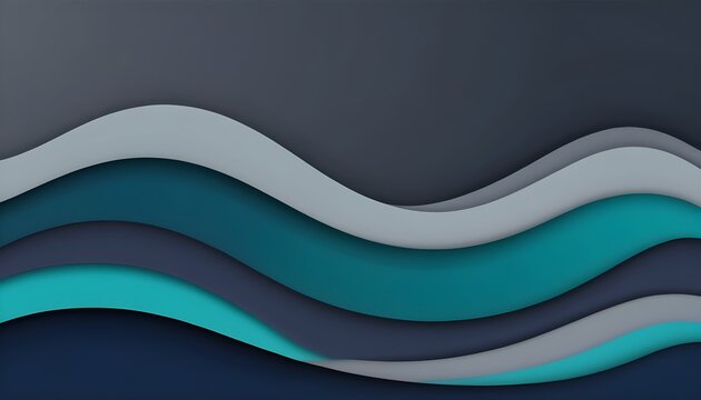 colorful horizontal banner. modern waves background design with teal blue, very dark blue and slate gray color