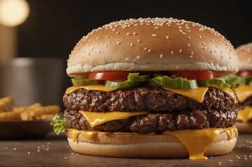 Photo of a juicy and tasty hamburger