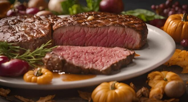 Close-up of Juicy Delicious Beef Steak