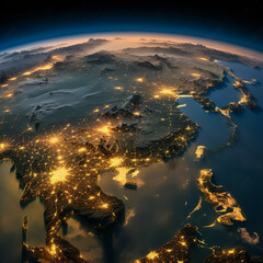 East USA city lights from space. Elements of this image furnished by NASA. 3d rendering