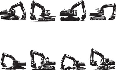 Excavator Silhouettes EPS Excavator Vector Escavator Clipart	
