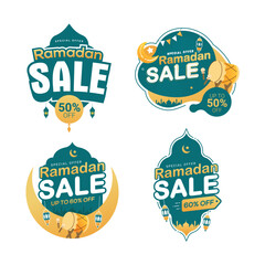 Ramadan sale label badge template design for discount promotion