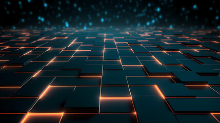 Obraz premium Cyberspace grid background, blockchain and abstract technology background