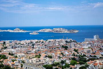 Beautiful panoramic view of the city of Marseille. Marseille is the second largest city of France,...