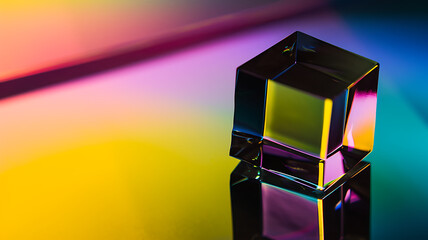 3d rendered abstract solid glass cube