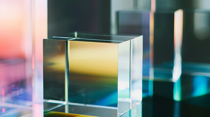 3d rendered abstract solid glass cube