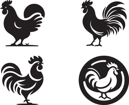 chicken vector art illustration logo