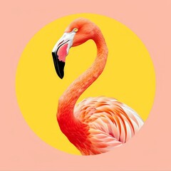 Fototapeta premium a flamingo with a yellow circle