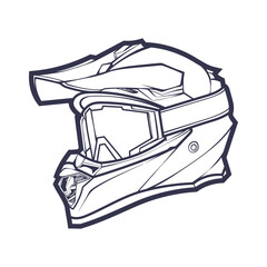 Line Art Motorcycle helmet isolated on White background vector illustration